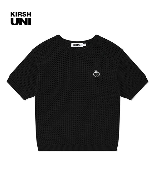 UNI SMALL CHERRY SHORT SLEEVED KNIT KS [BLACK]