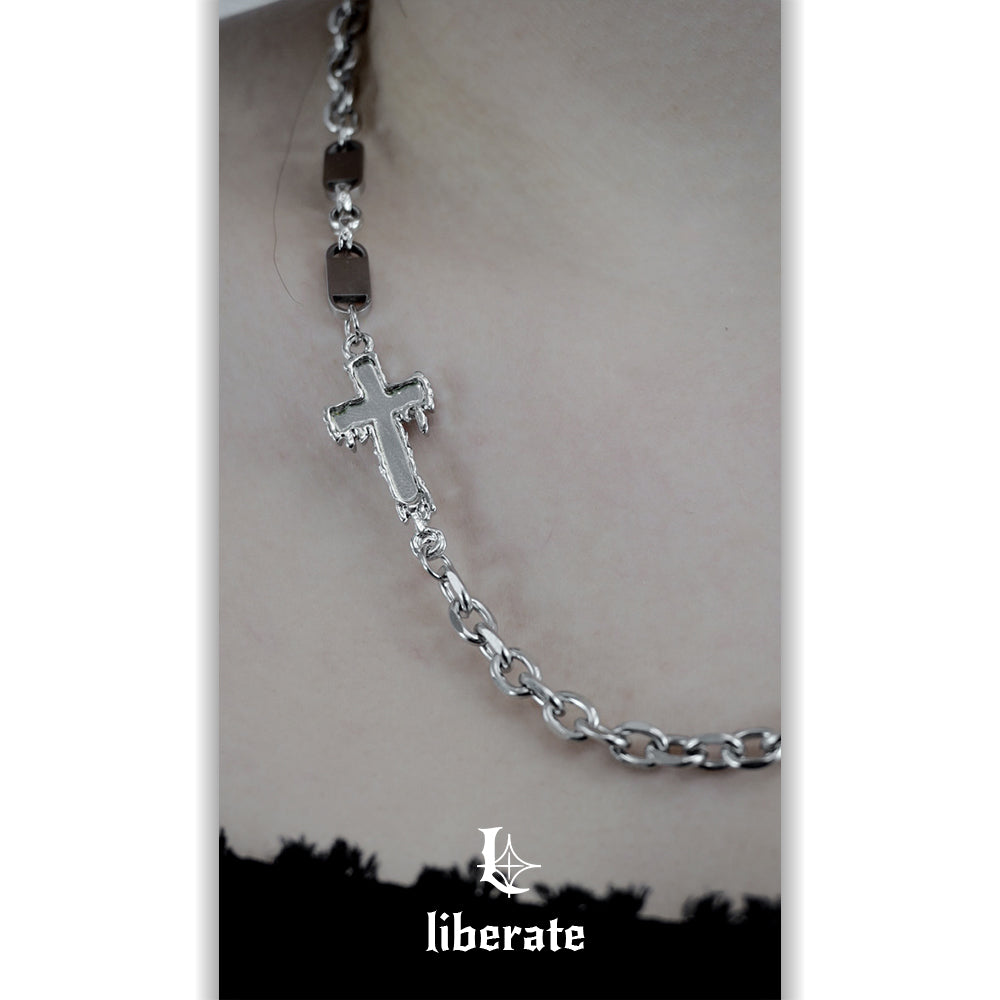 Mirror Waterdrop Cross Bold Chain Unisex Necklace