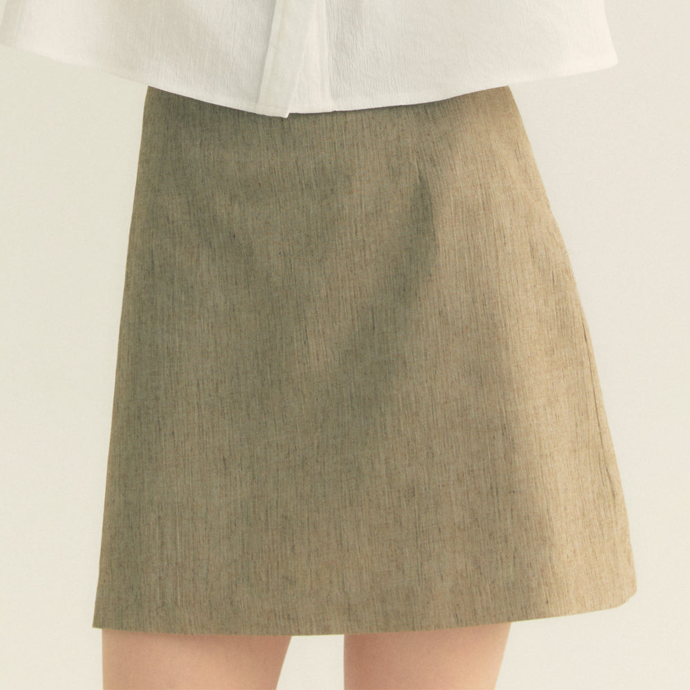 Linen Basic Skirt (Khaki)