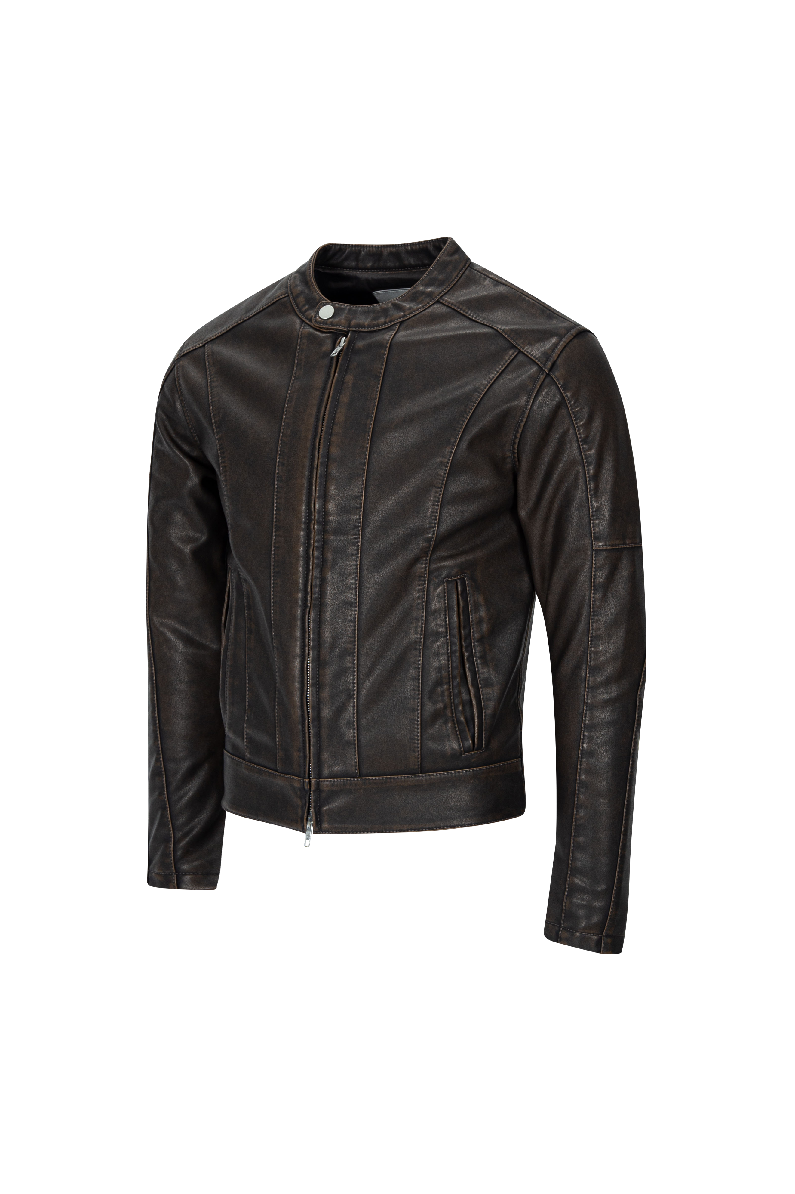 BIKER WASHING LEATHER JAKET L1 (BROWN)