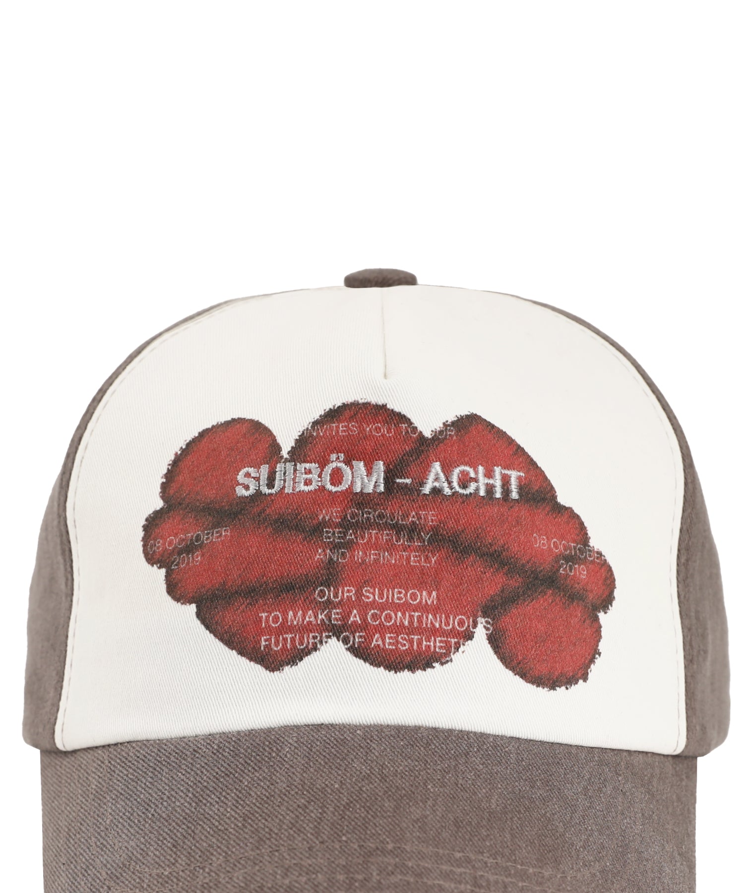 Acht Infinite Hearts ball cap - Off White / Pigment Burgundy