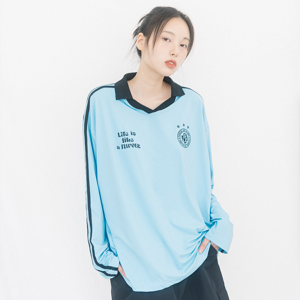 UNIFORM V-NECK JERSEY L/S TEE(SKY BLUE)