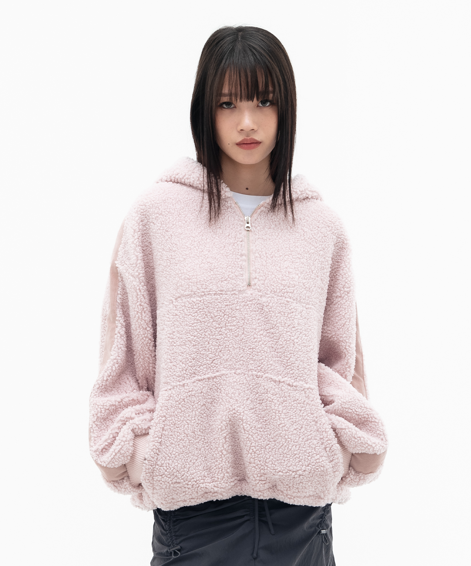 Fleece fleece hood_light pink