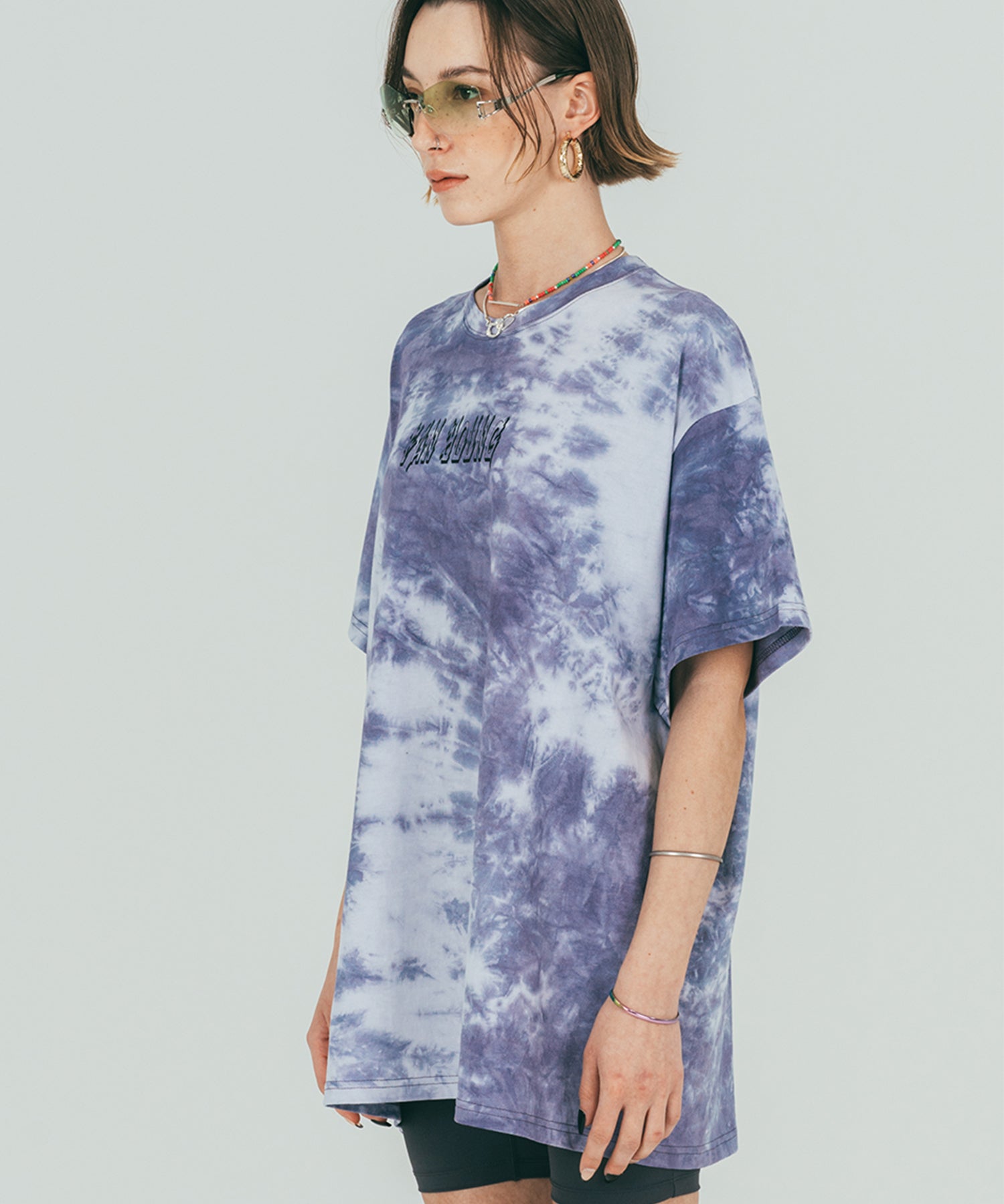 Tiedye Logo Printing T-shirt (purple grey)