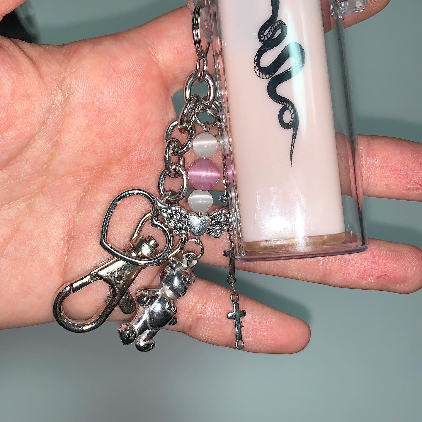 Pink bear lighter case keychain