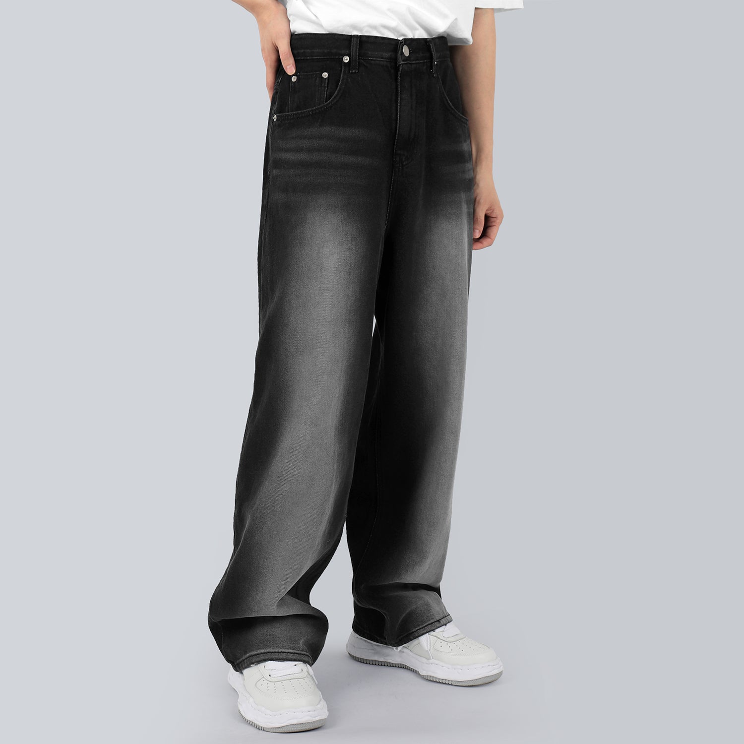 Brush Black Wide Jeans