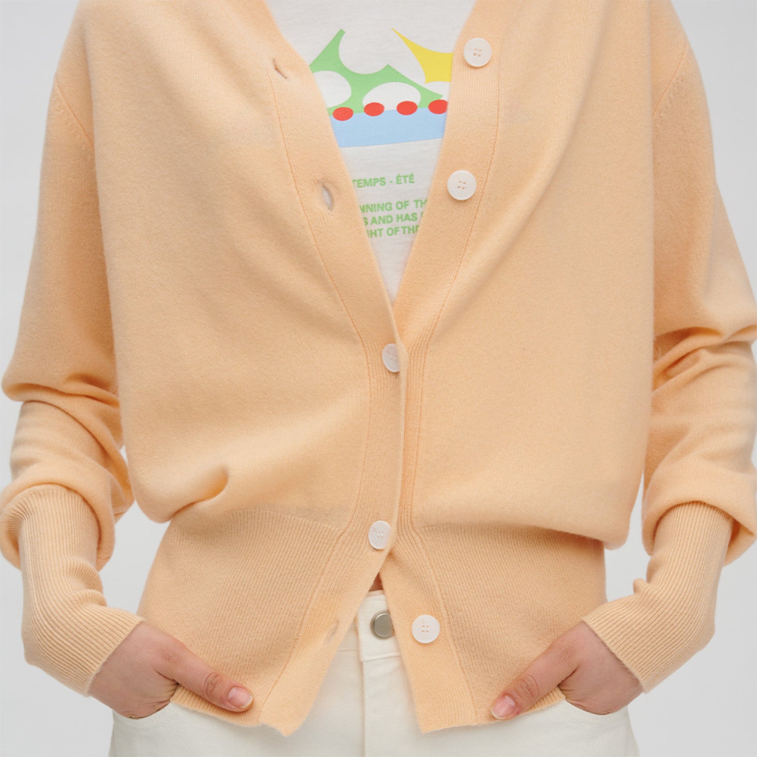 BASIC V-NECK CARDIGAN_ORANGE