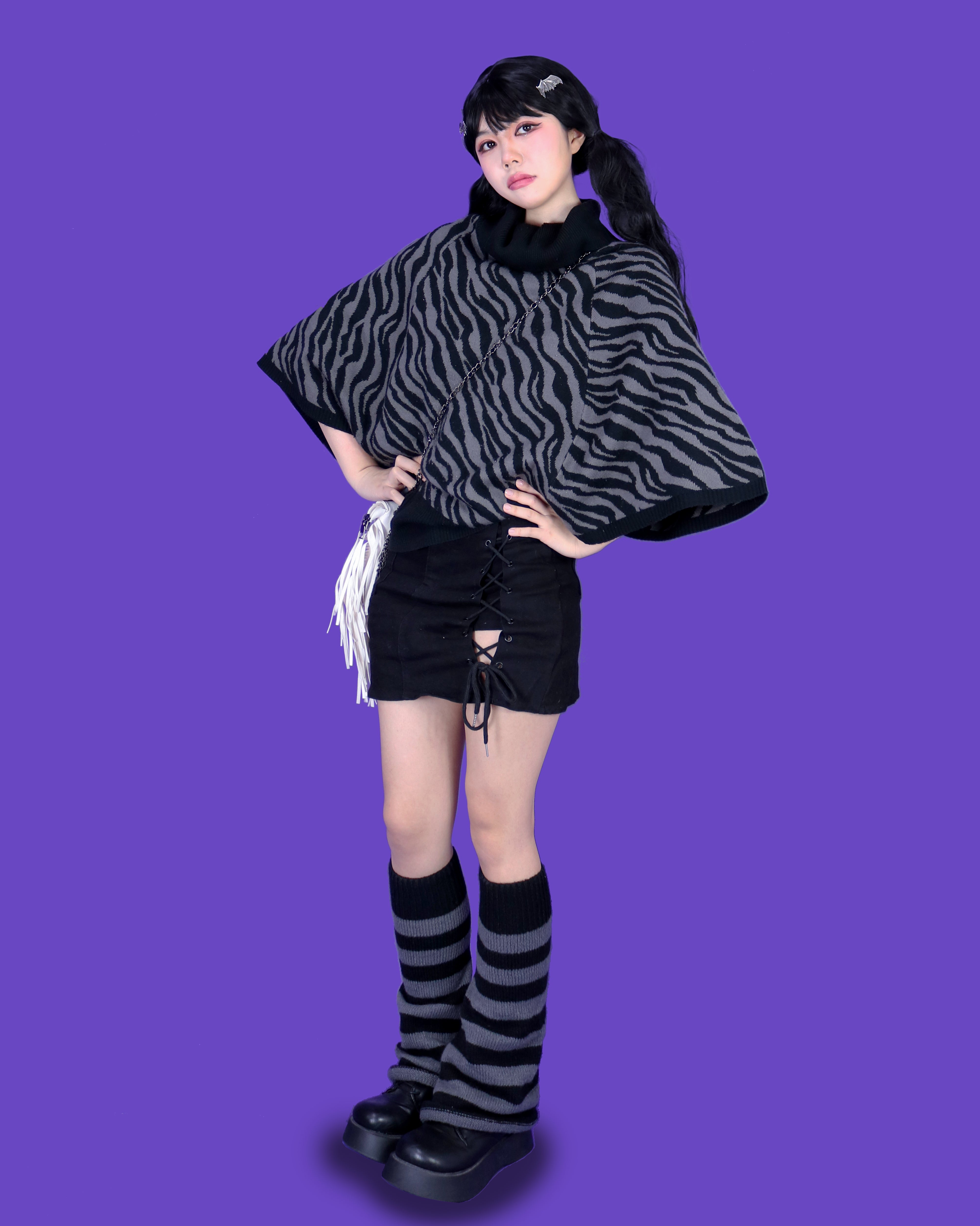 striped knit leg warmer (2color)