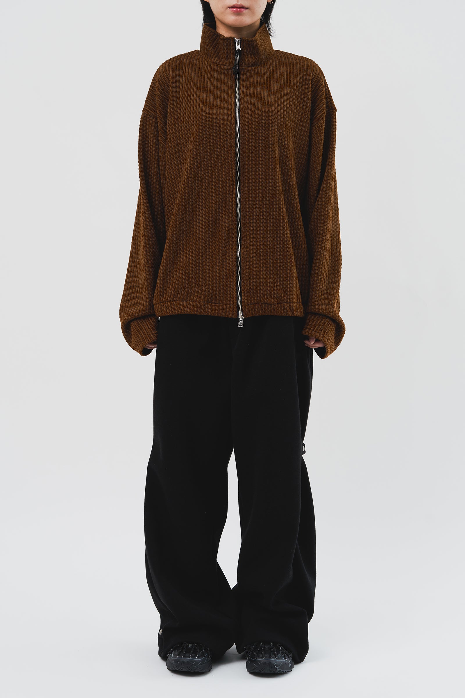 Shrunken Knitted Zip Up (3color)