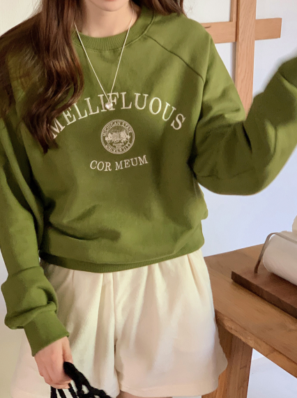 Embroidery Lettering Crop Sweat Shirt (3color)