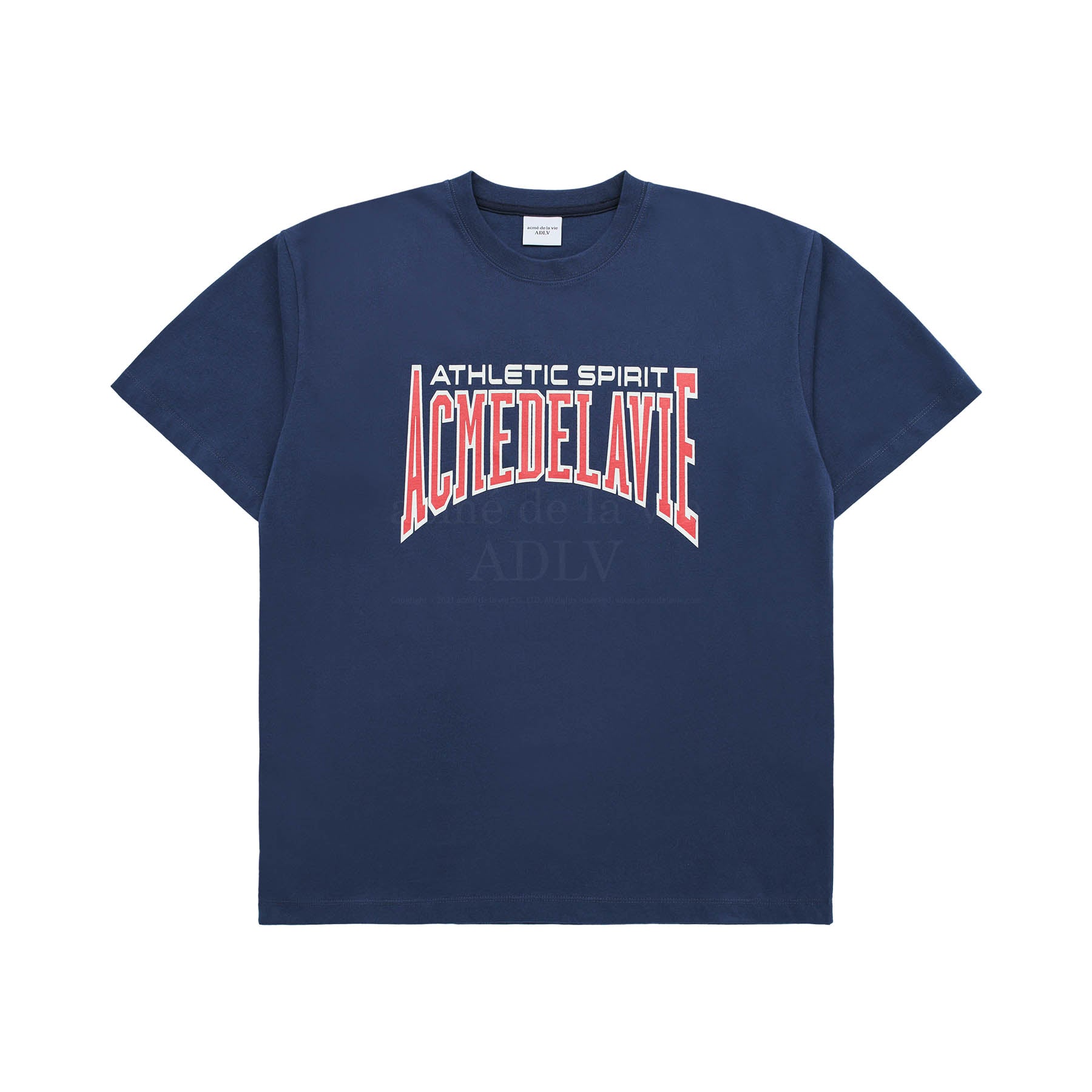 [24SS] VARSITY LOGO EMBOSSING PRINTING SHORT SLEEVE T-SHIRT NAVY