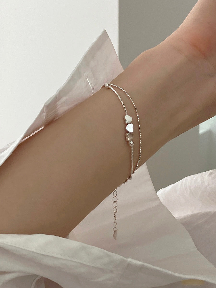 [92.5silver] triple heart bracelet