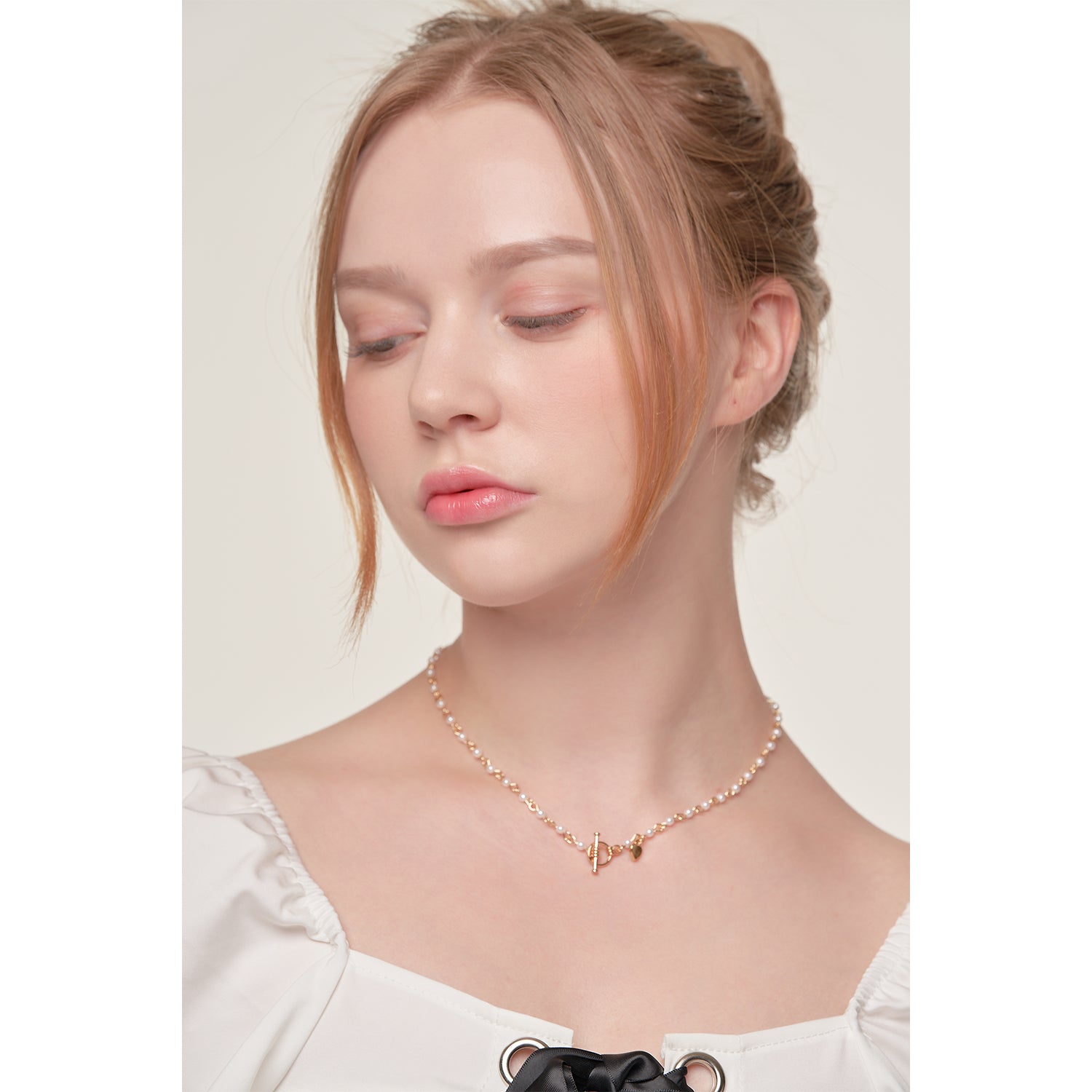 HEART TOGGLE PEARLS CHOKER