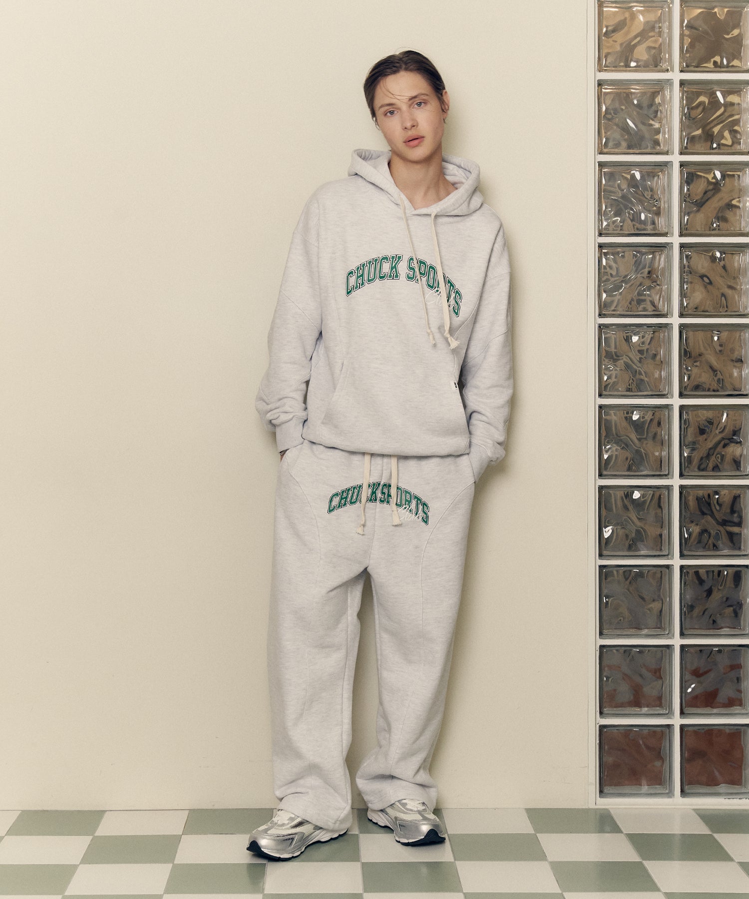 スポーツクラブブロックフーディー / CHUCK SPORTS CLUB BLOCK HOODIE (LIGHT GRAY)