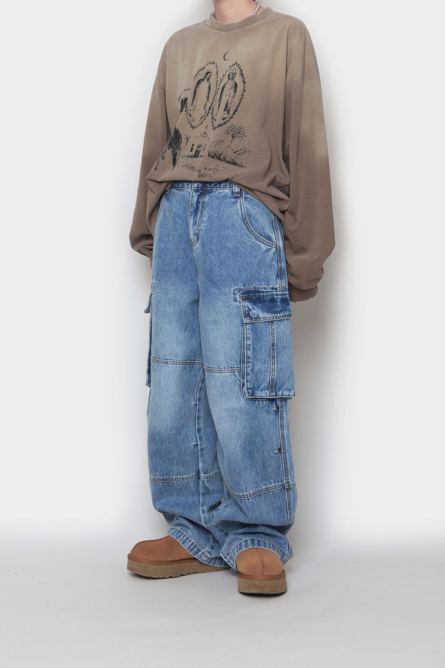 Monster cargo denim pants