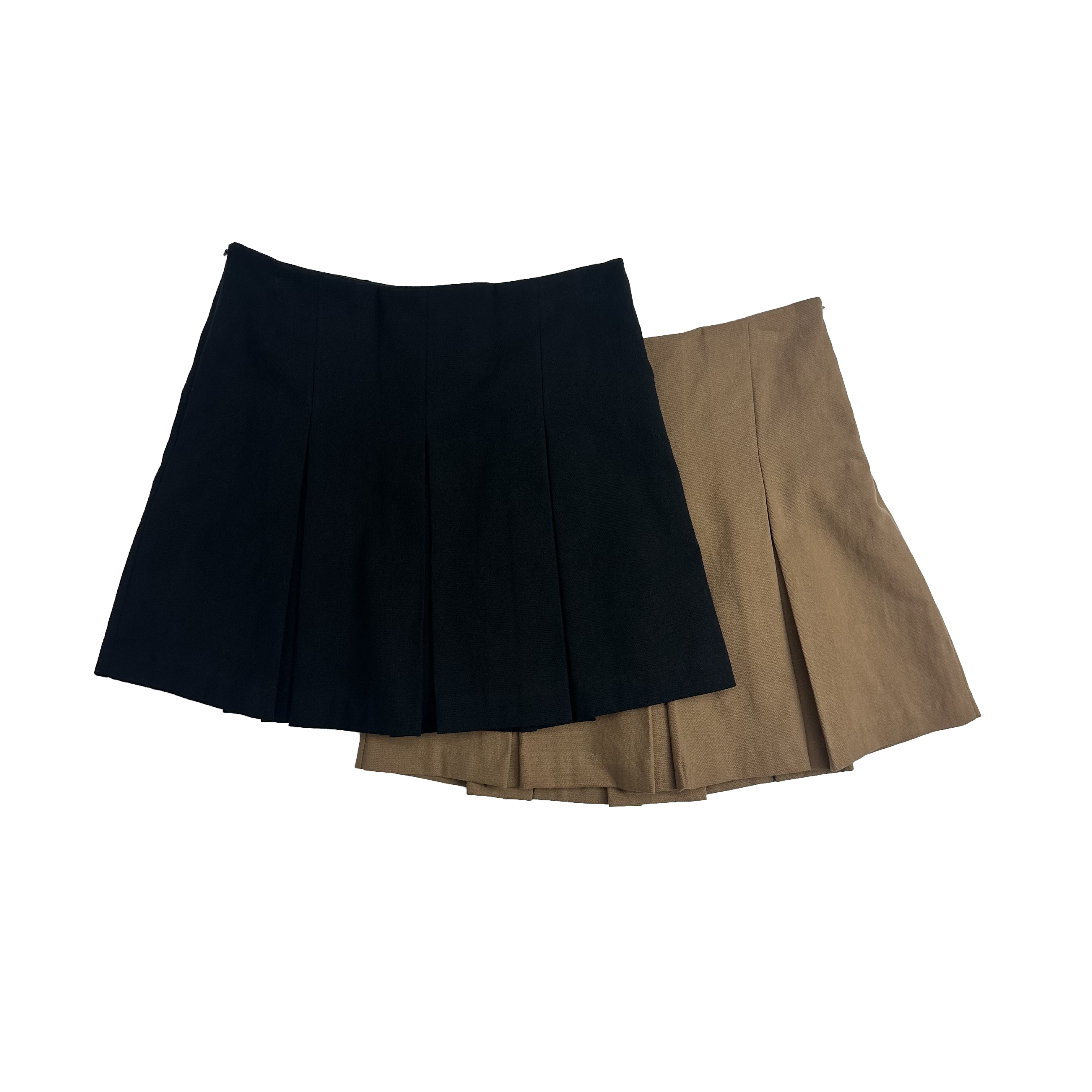 twill high-waist pleats skirt