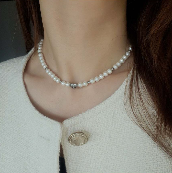 Heart cubic pearl neckalce