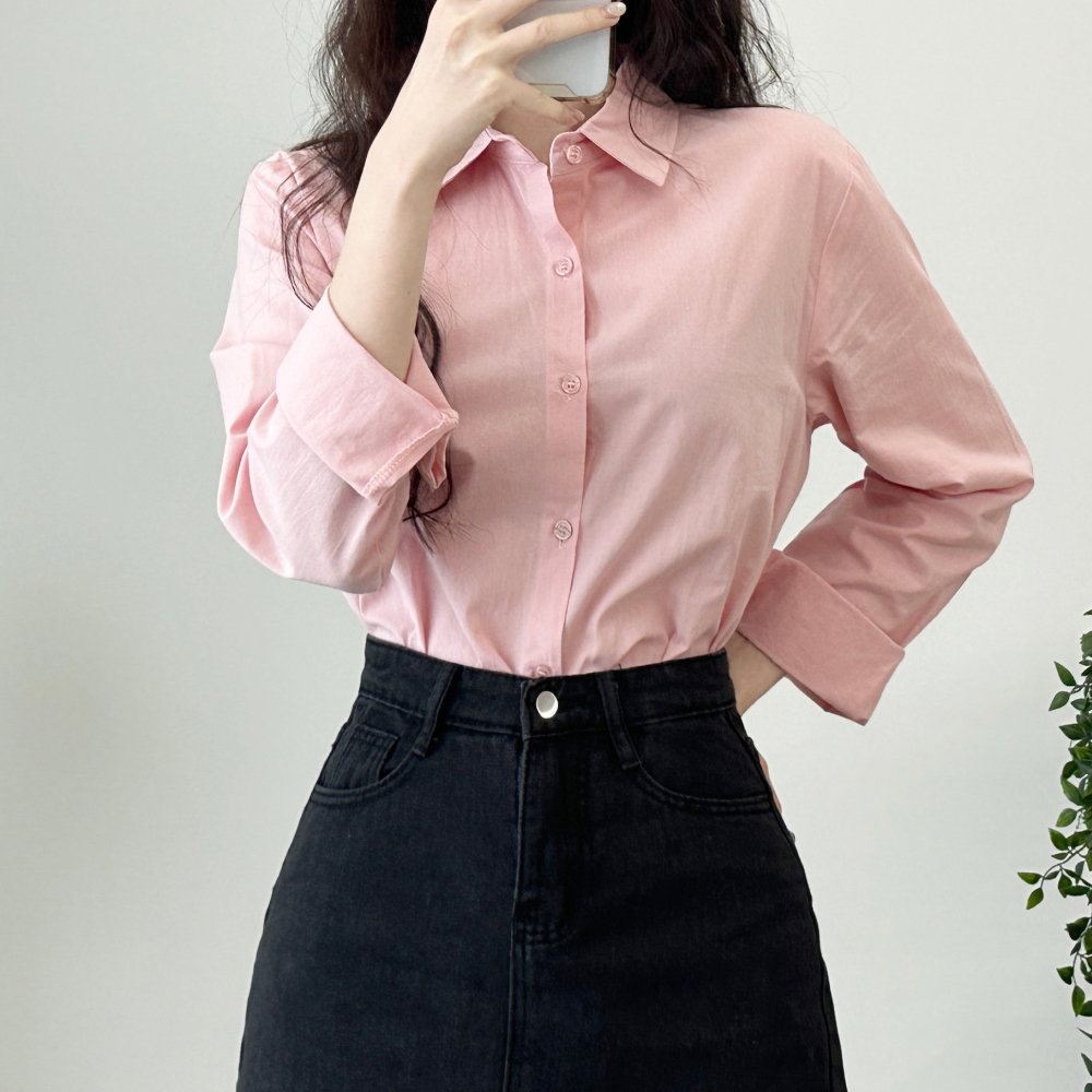 Cotton Basic Long Sleeved Shirt