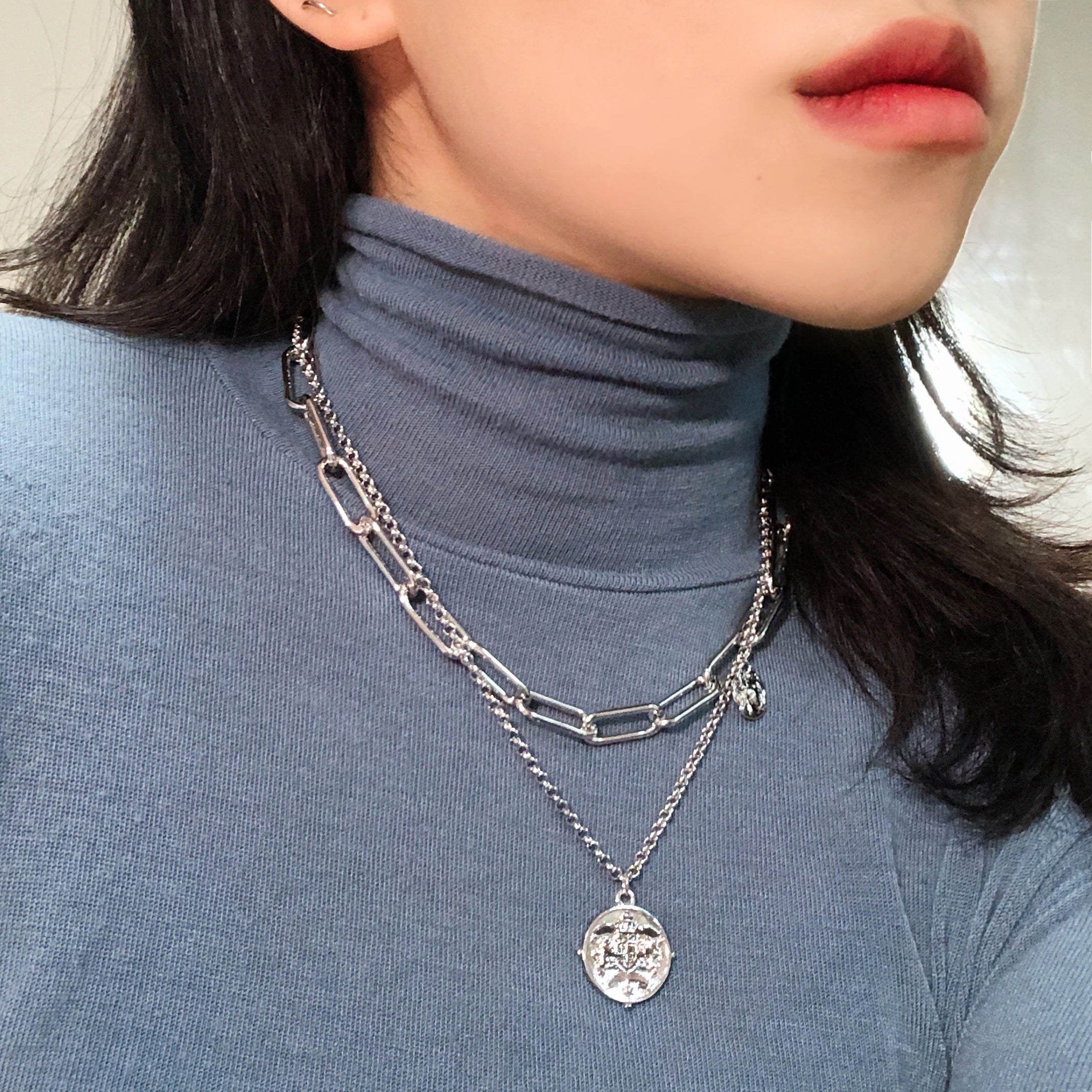 Big Chain Choker Layered Necklace