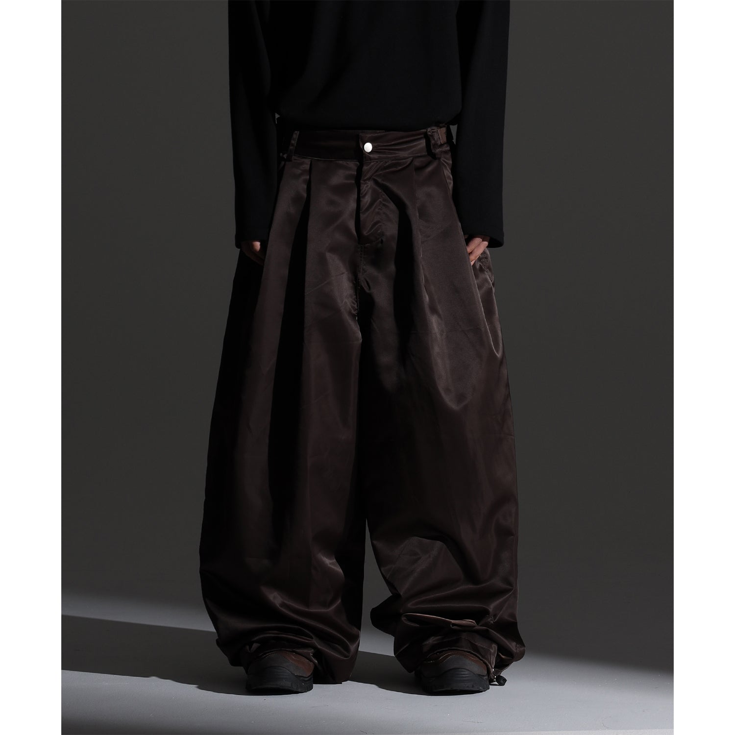 DP-078 (satin nylon wide pants brown )