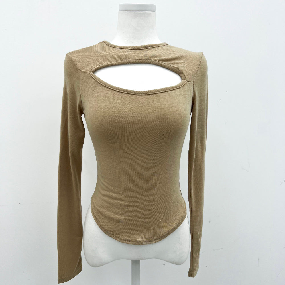 Front cut-out hole long sleeve T (3 color)