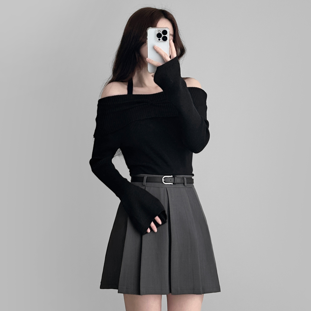 [Belt set] Roache Pleats Mini Skirt