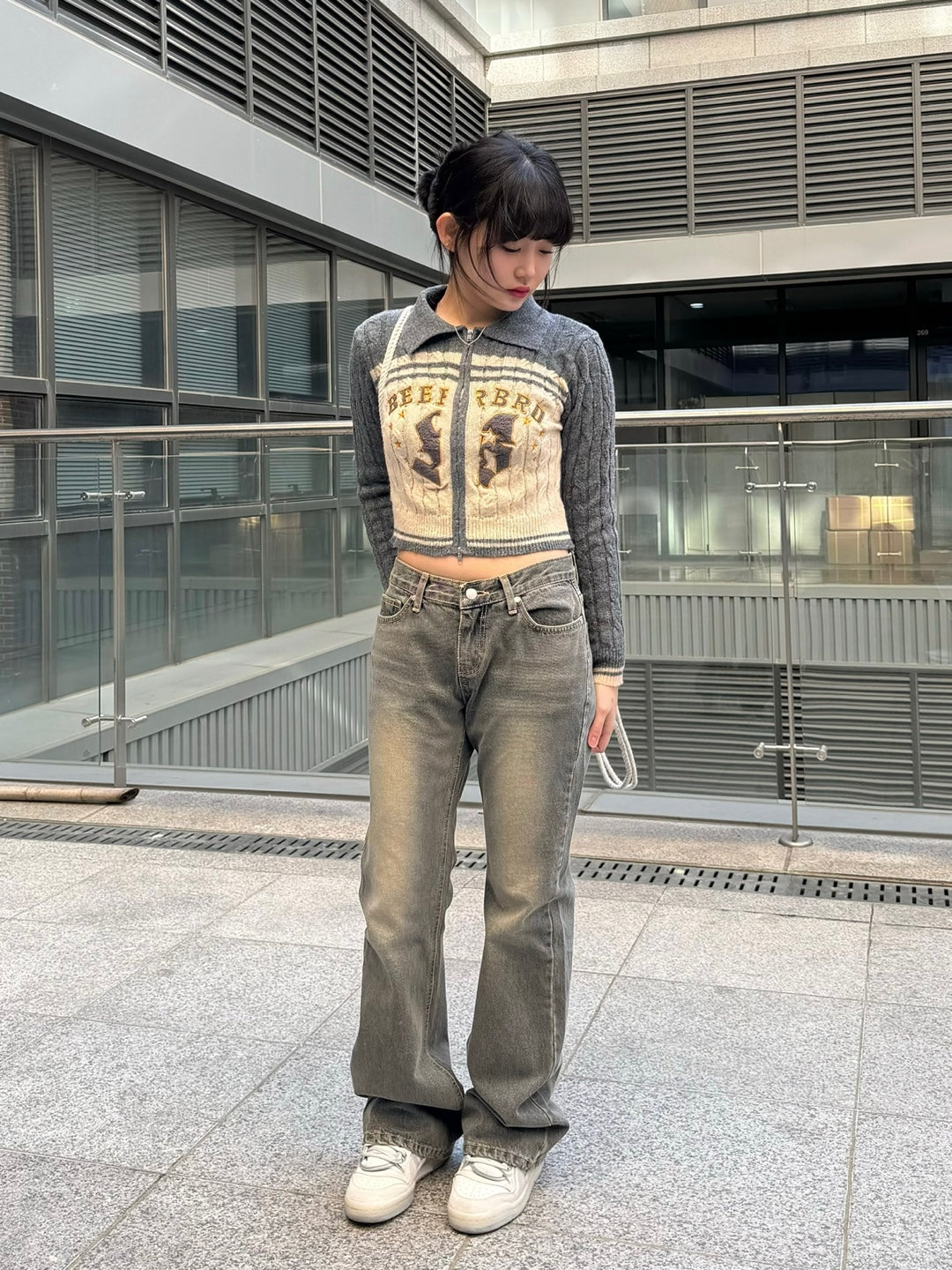 Grayish Low-rise Bootcut Denim