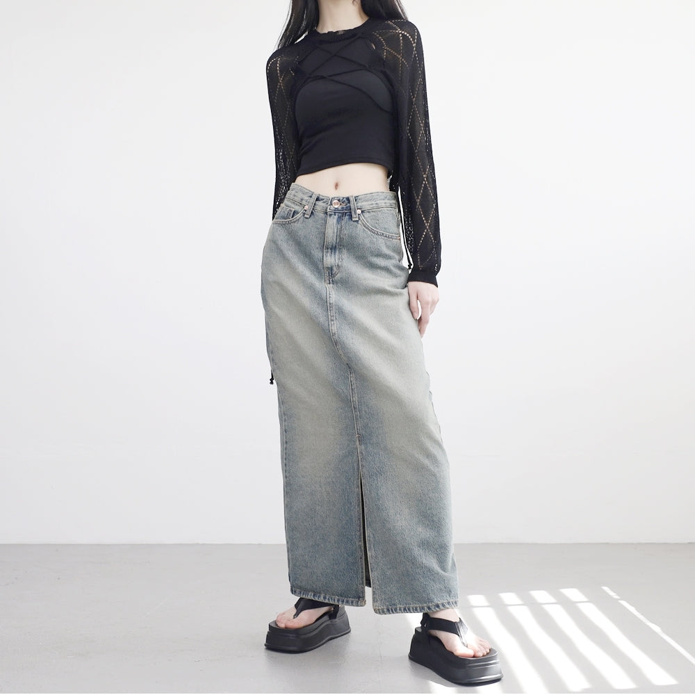 Pory Vintage Denim Long Skirt