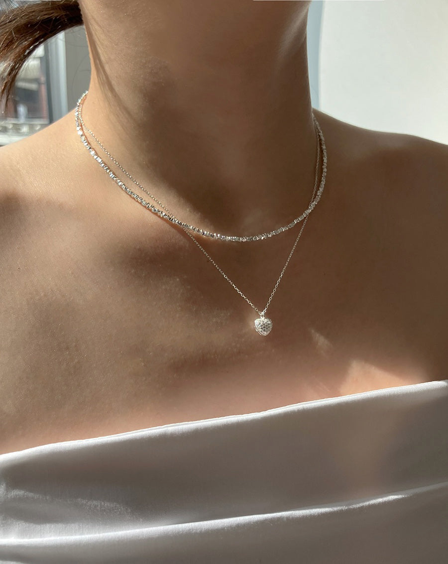 [92.5silver] glitter pebble necklace
