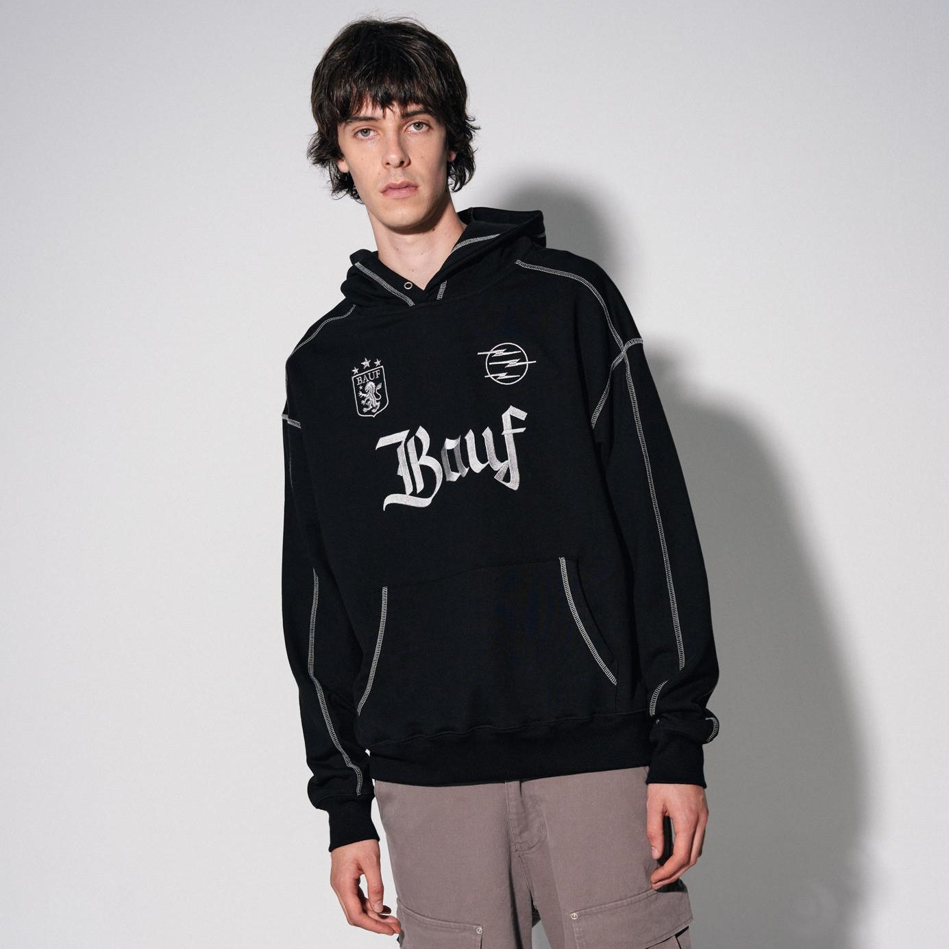 B logo football jersey hoodie [black]