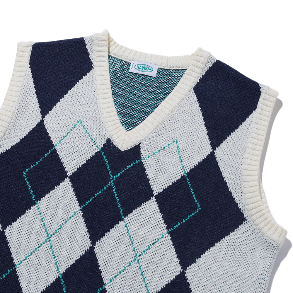 ARGYLE PATTERN KNIT VEST