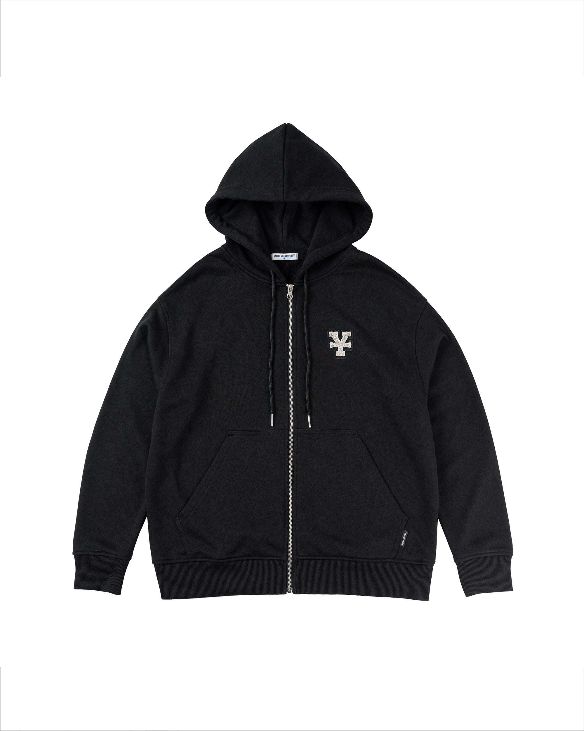 Y Patch Zipped Hoodie - Black