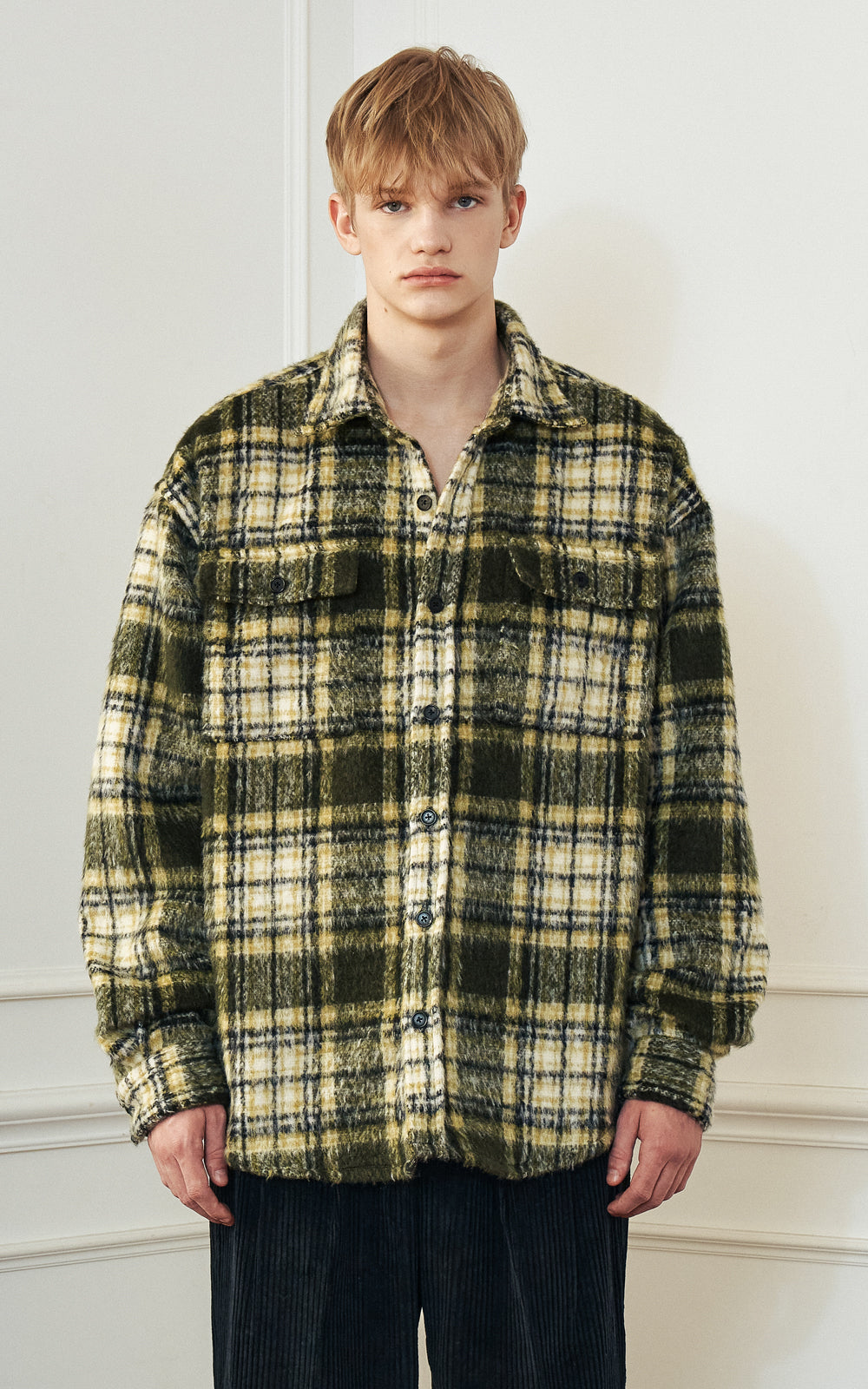OVERFIT WOOL HAIR CHECK SHIRTS_[KH