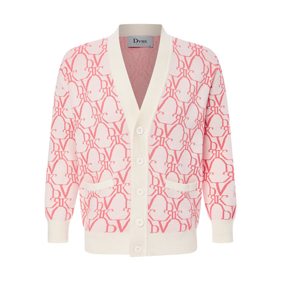 DVRK MONOGRAM CARDIGAN - LIVING CORAL