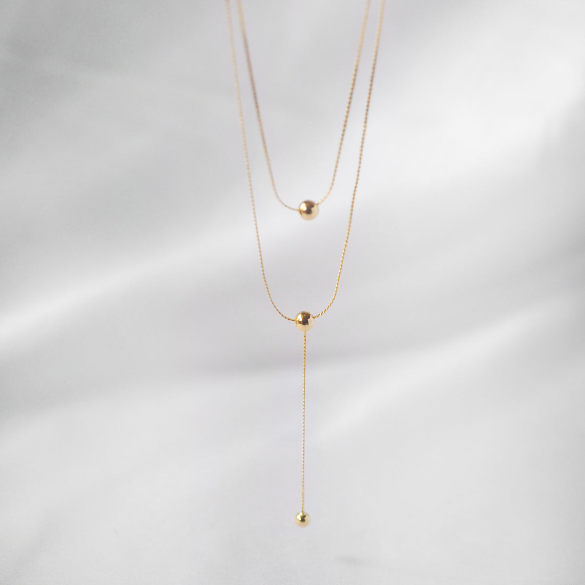 Naeva Double Chain Drop Ball Necklace