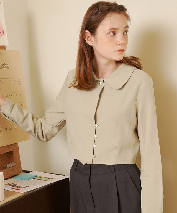 Monday Button Crop Shirt ( 2colors )