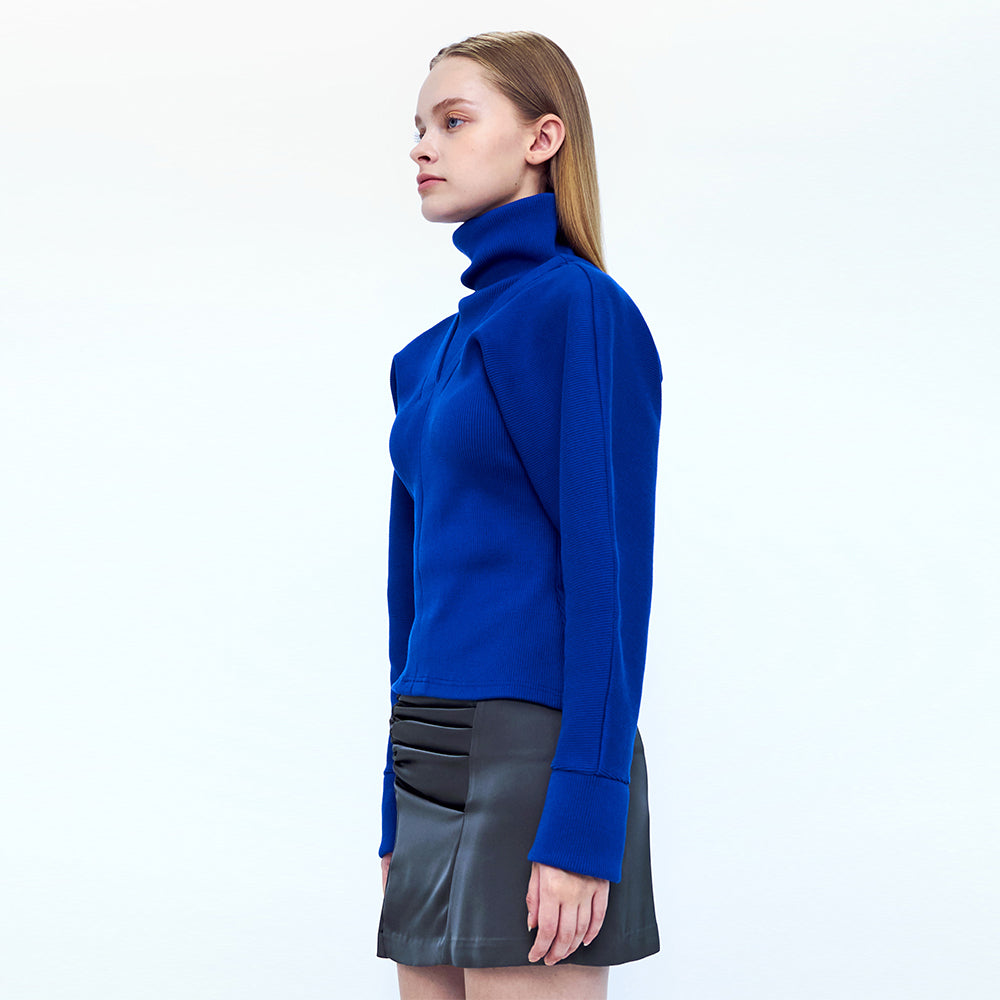 Draped Rib Top _ Blue