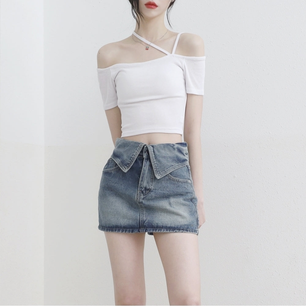 Chesh Folding Denim Skirt