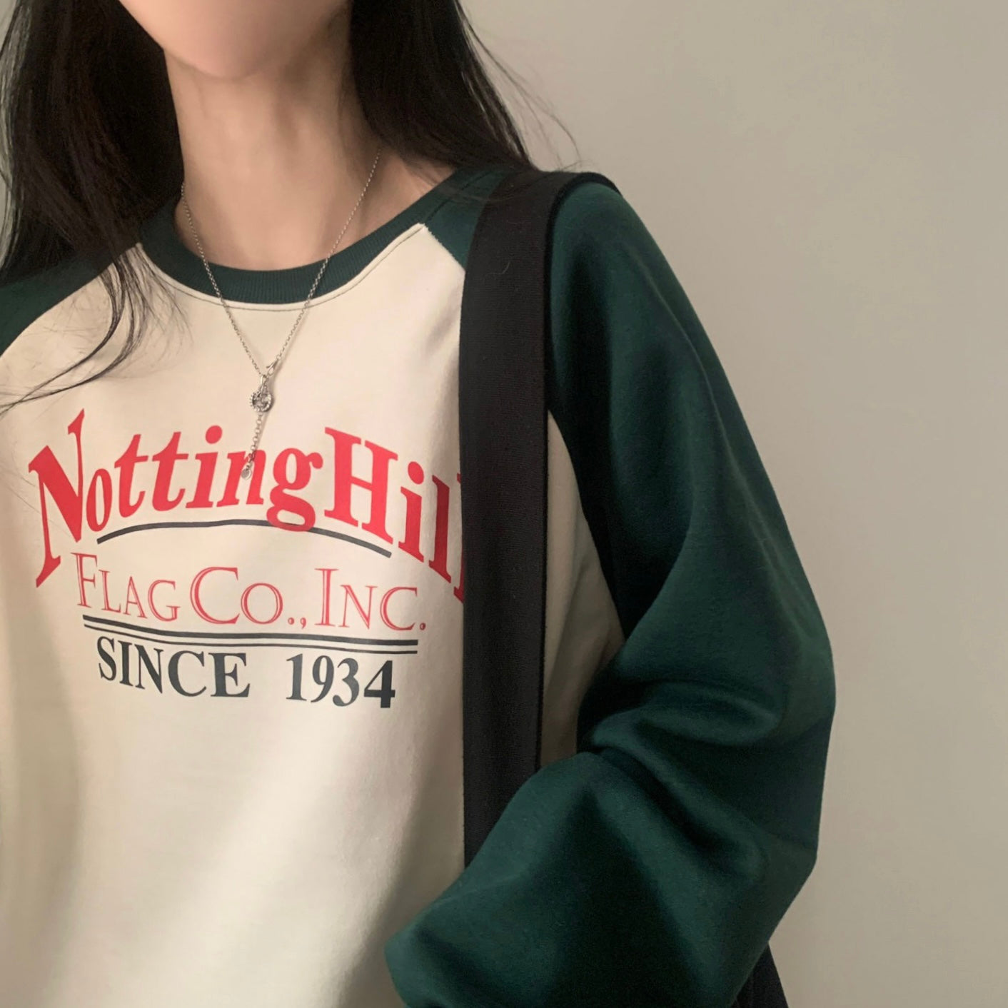 [Fleece-Lined/Satisfaction Level 100] Notting Hill Color Fleece-Lined Lettering Oversized Fit Sweatshirt - 4 colors