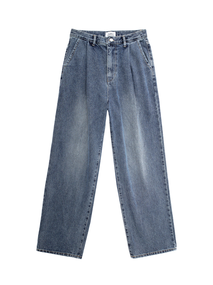 M191 ONE TUCK LONG WIDE DENIM PANTS