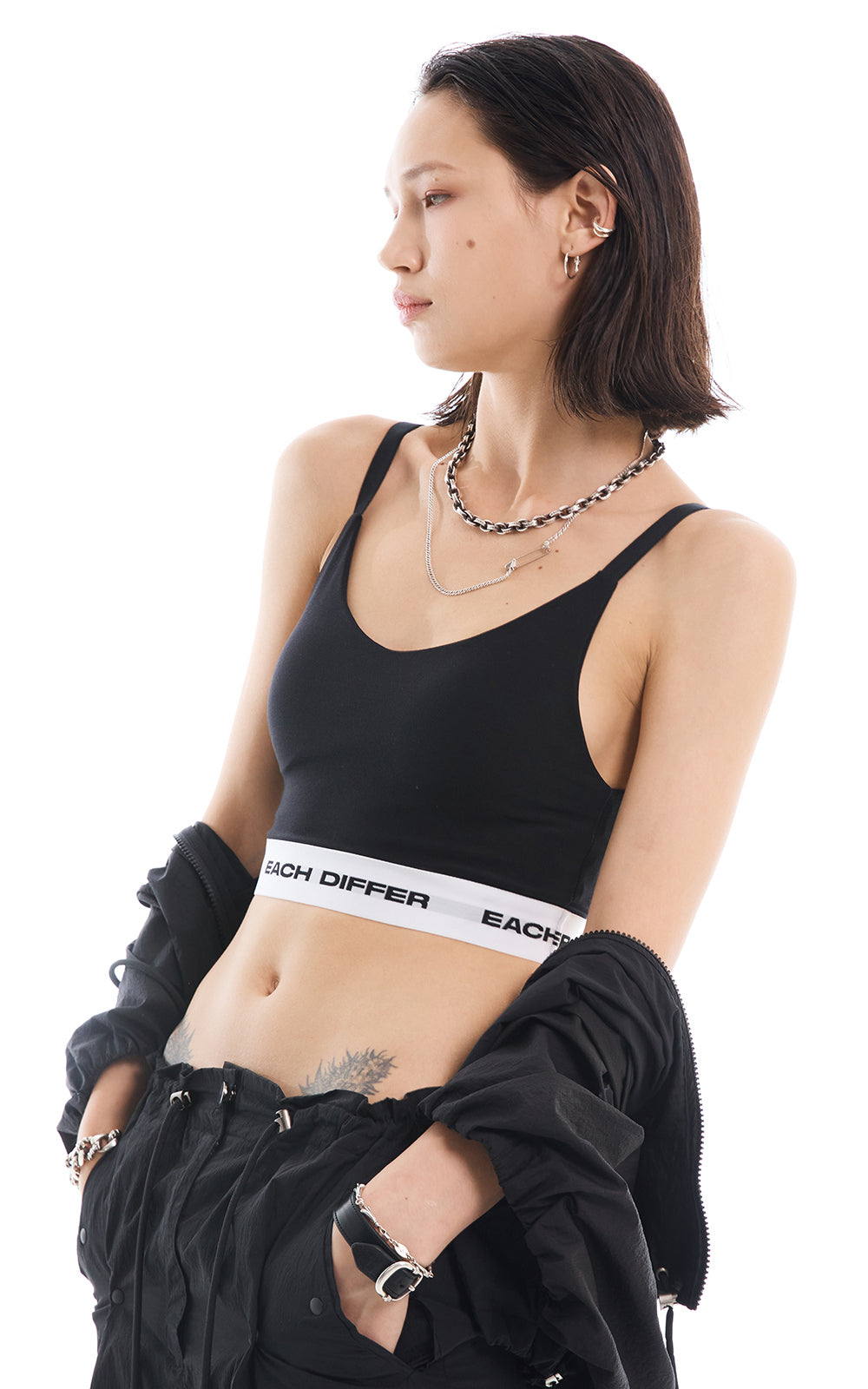 LOGO BAND BRA TOP_BLACK