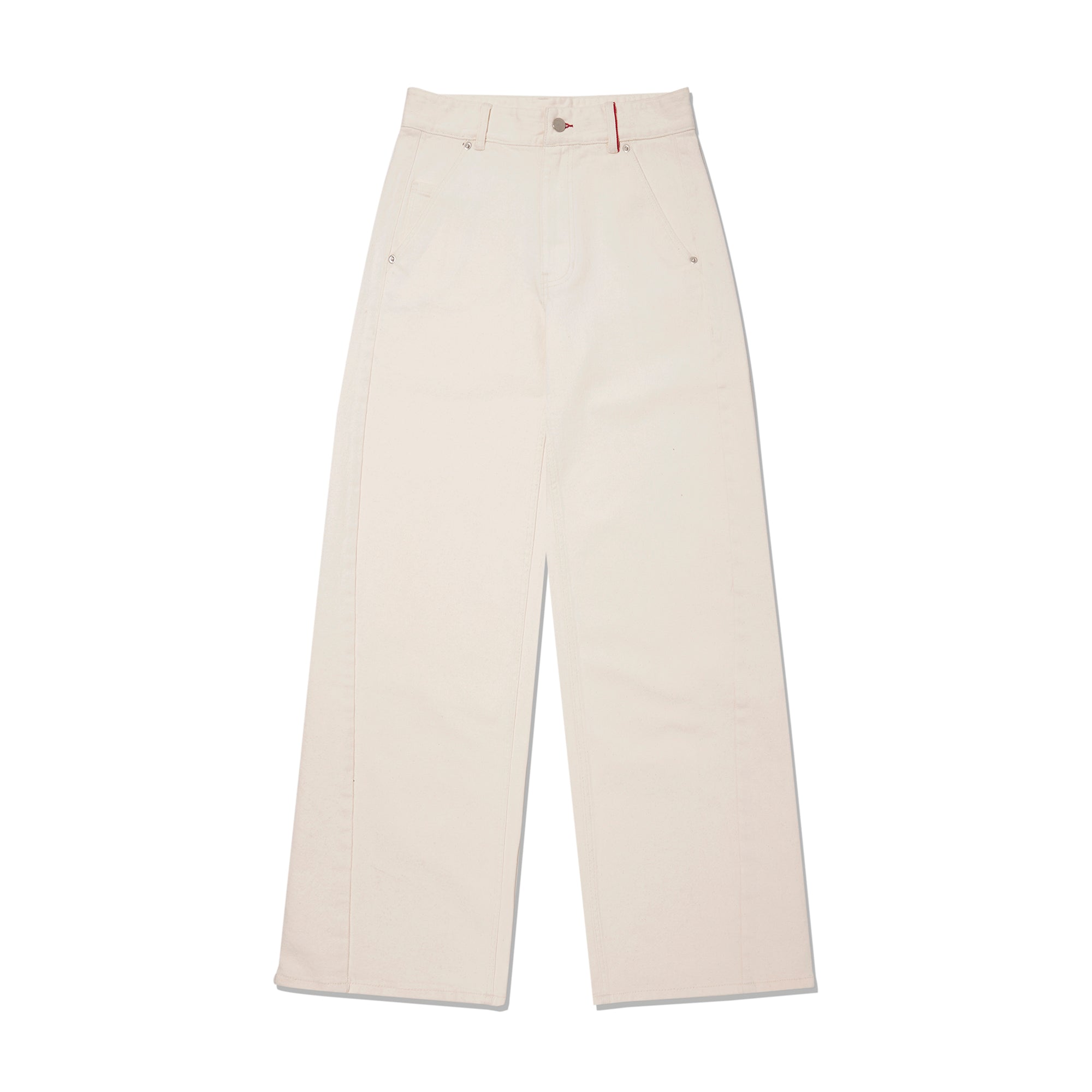 UNI CURVED FIT DENIM PANTS [IVORY]