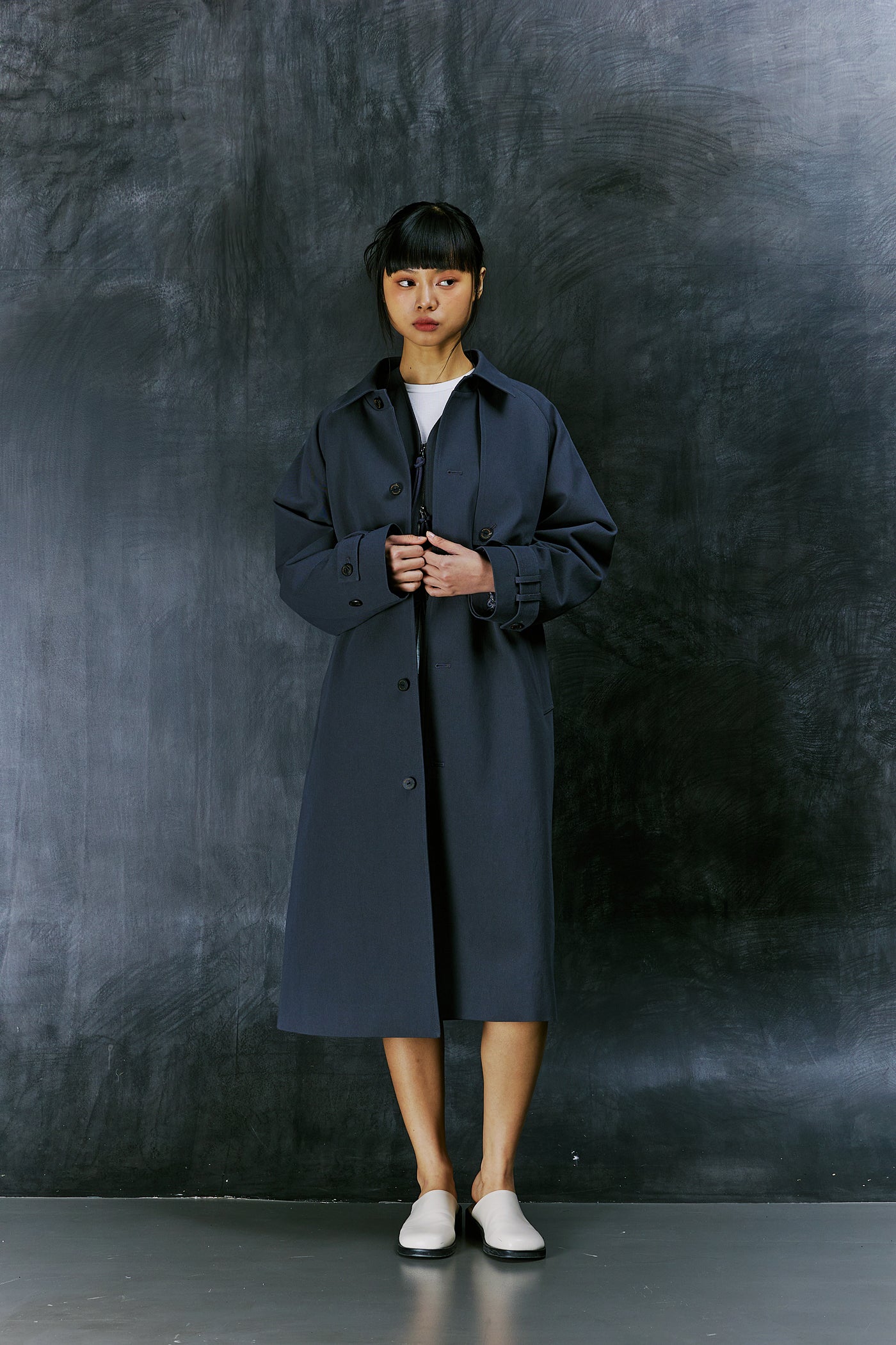 EARTH COTTON BALMACAAN COAT (Charcoal)