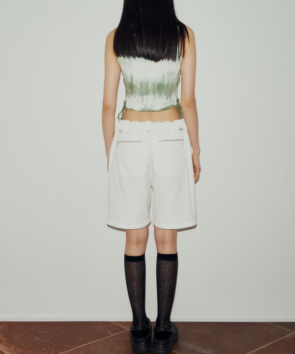 DYED LACE-UP SLEEVELESS (GREEN)