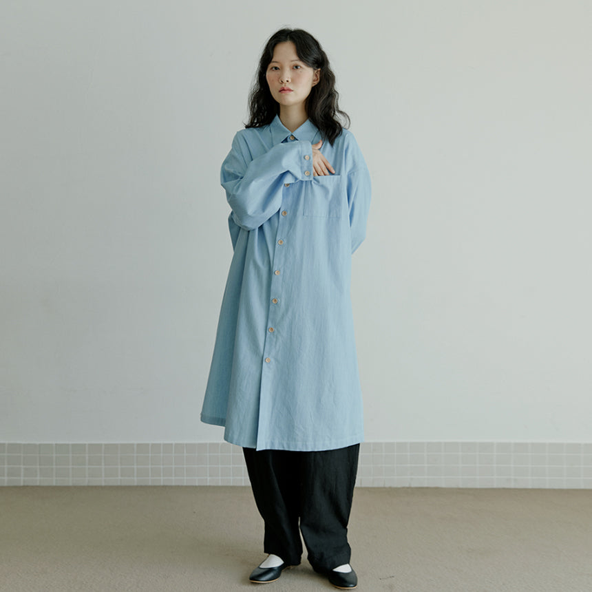 unisex long shirts bright denim