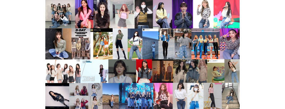 BILLLIE SUHYEON, LOONA HYUNJIN, NATURE UCHAE, H1-KEY SEOI, ITZY RYUJIN, FROMIS_9 SONG HA-YOUNG, H1-KEY SEOI,  WJSN EXY, LABOUM ZN, WEEEKLY JIHAN WORN STRAIGHT FIT SLIT DENIM PANTS [6675]