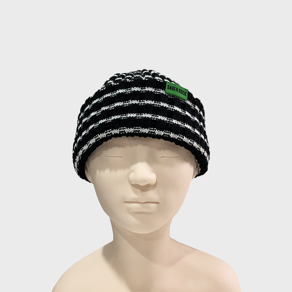 STRIPE LOGO BEANIE BLACK