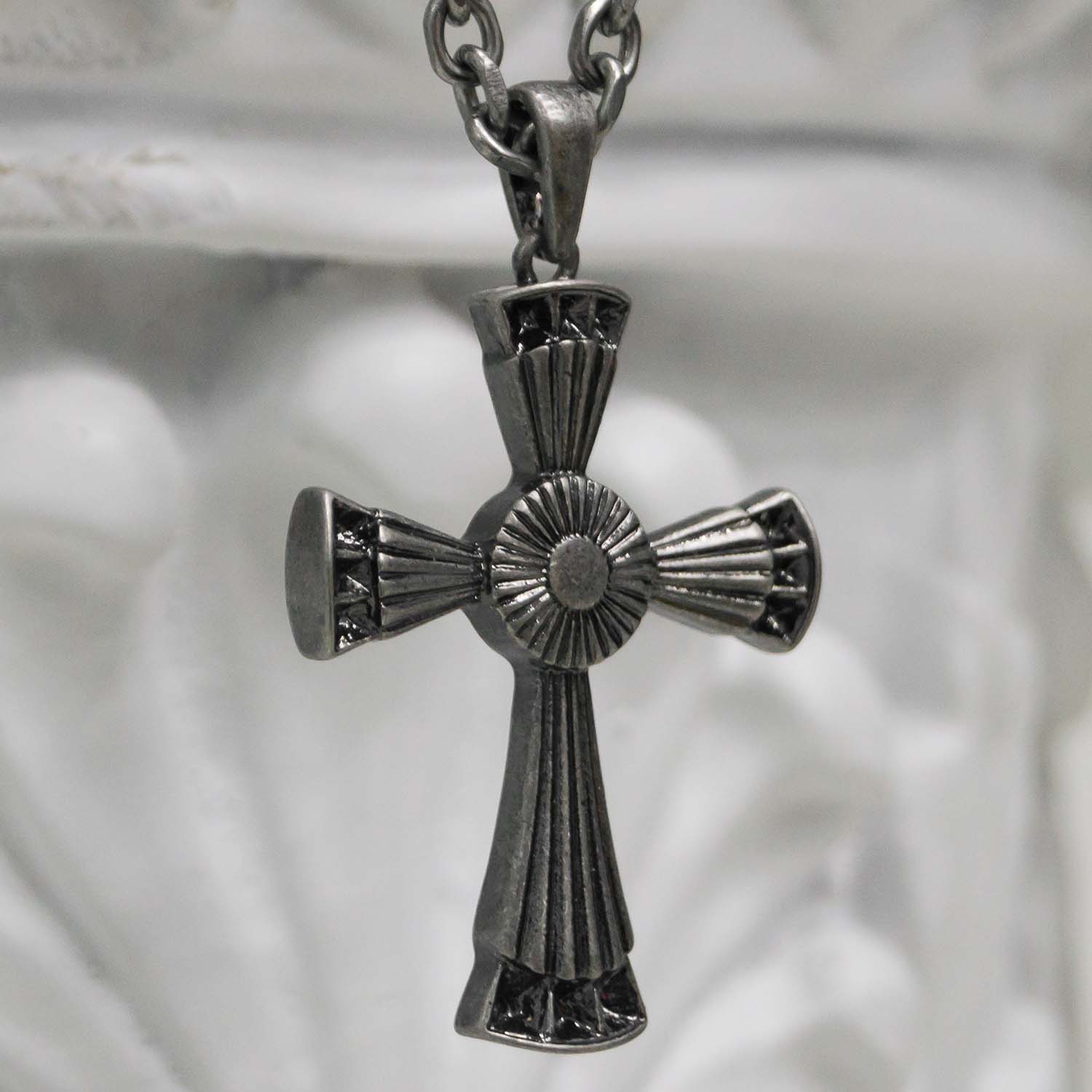 [BLESSEDBULLET] BEAMS cross II chain necklace_dark silver