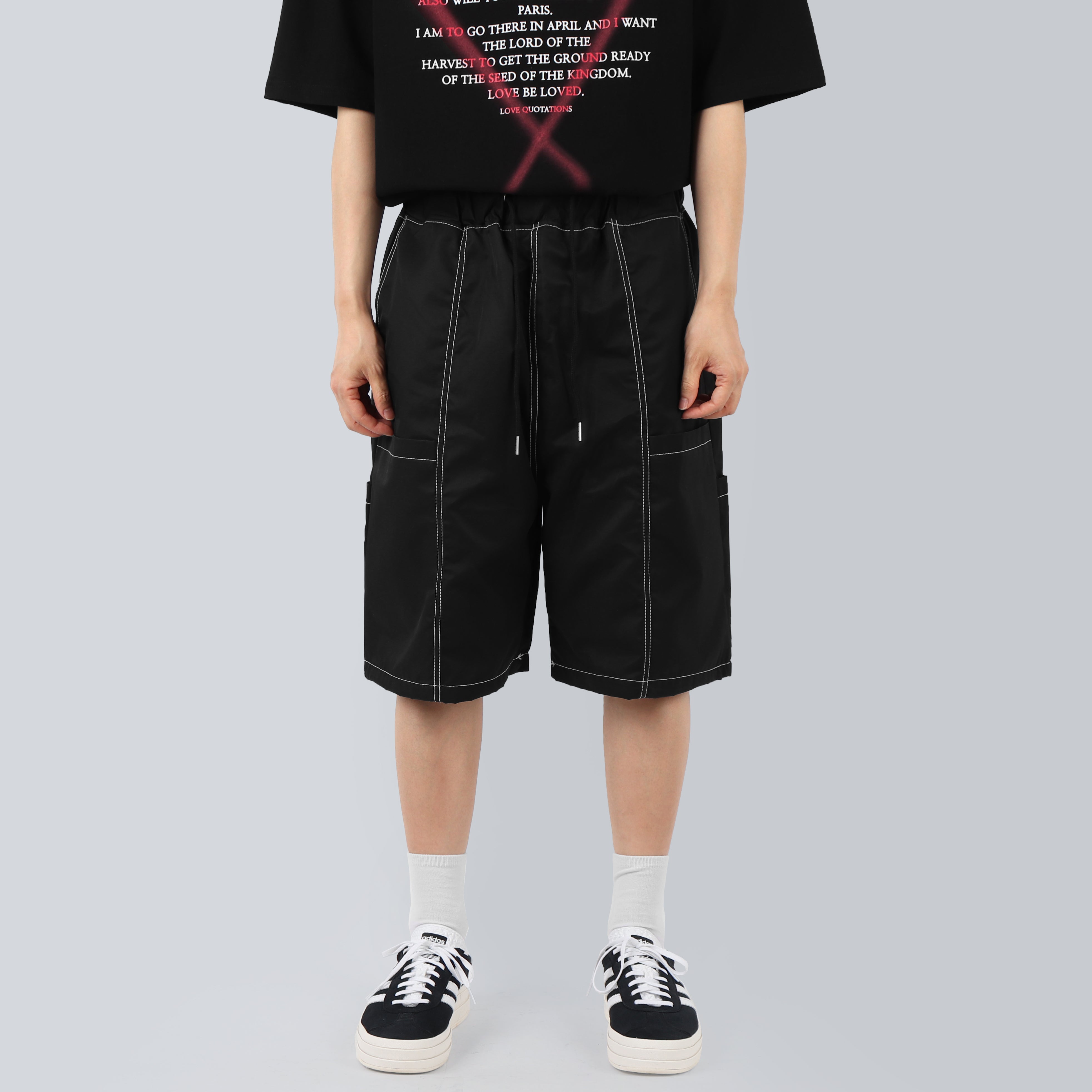 Stitch Black Half Pants