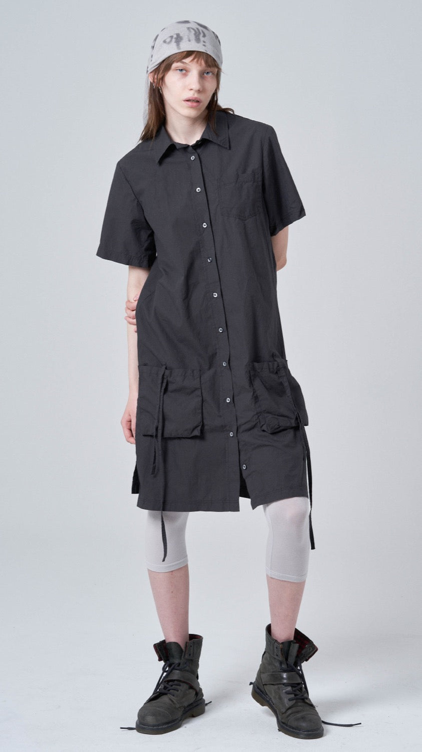 Pocket long shirt_charcoal